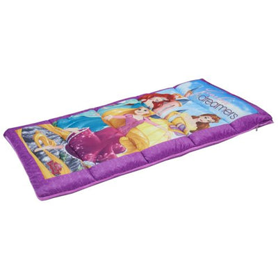 Exxel Outdoors Disney Oxford Sleeping Bag Kit with Belle, Ariel, and Rapunzel