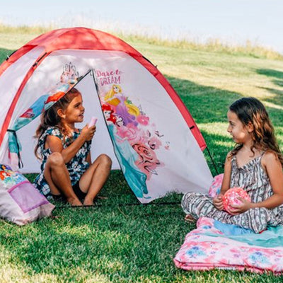 Exxel Outdoors Disney Princess Kids 4 Piece Camping Set with Tent & Sleeping Bag