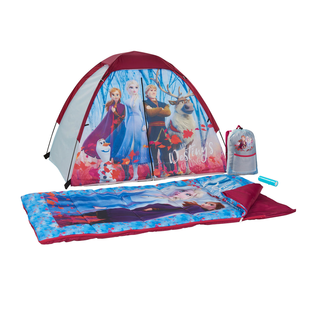 Exxel Outdoors Disney Frozen 2 Kids 4 Piece Camping Set with Tent & Sleeping Bag - VMInnovations