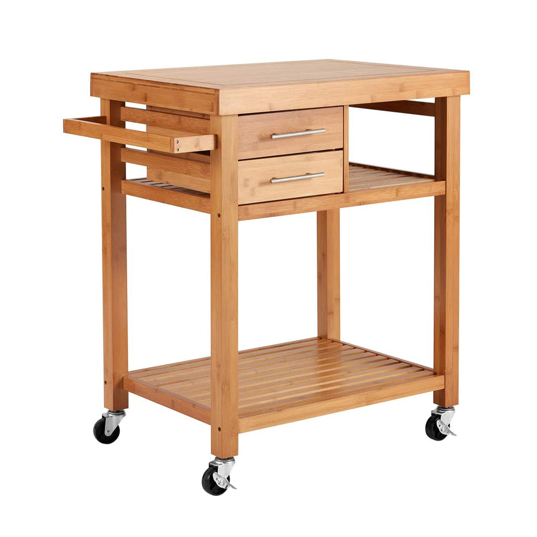 EROMMY Multipurpose Rolling Bamboo Wood Kitchen Island Trolley Cart (Used)