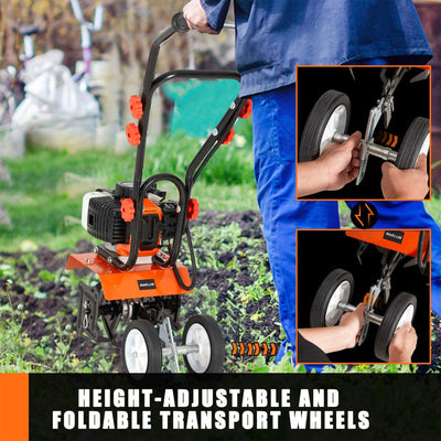 MELLCOM 52 Cubic Centimeter Mini Tiller Cultivator Gas Rototiller (Used) - VMInnovations