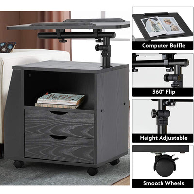 EROMMY Swivel Top Adjustable Height Bedside End Table w/Drawers (For Parts) - VMInnovations