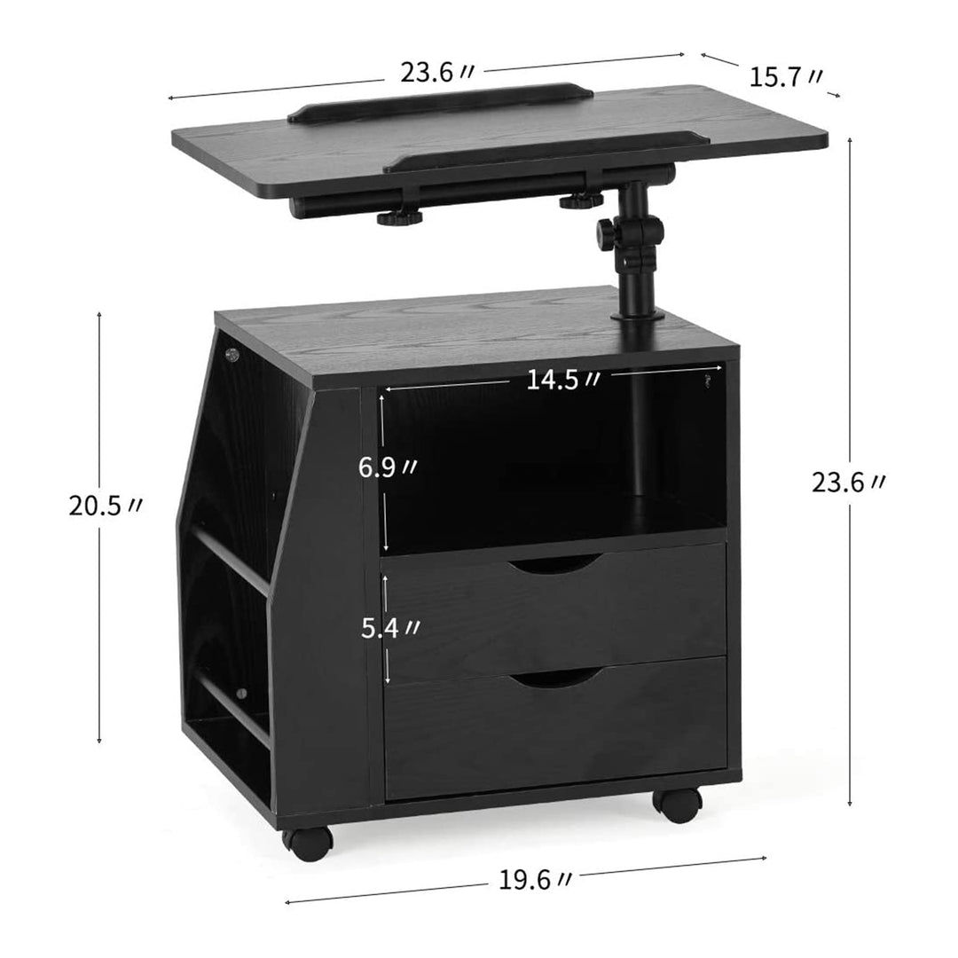 EROMMY Swivel Top Adjustable Height Bedside End Table w/Drawers (For Parts)