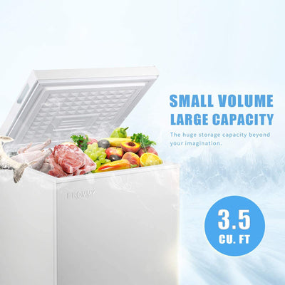 EROMMY 3.5 Cubic Feet Energy Saving Small Mini Fridge Chest Deep Freezer, White