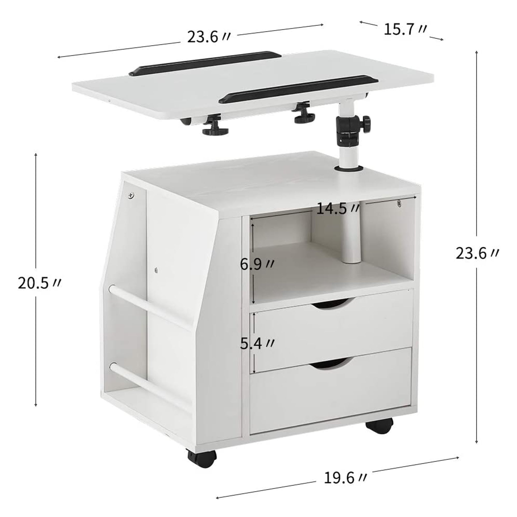 EROMMY Swivel Top Height Bedside End Table w/Storage Drawers (For Parts) - VMInnovations