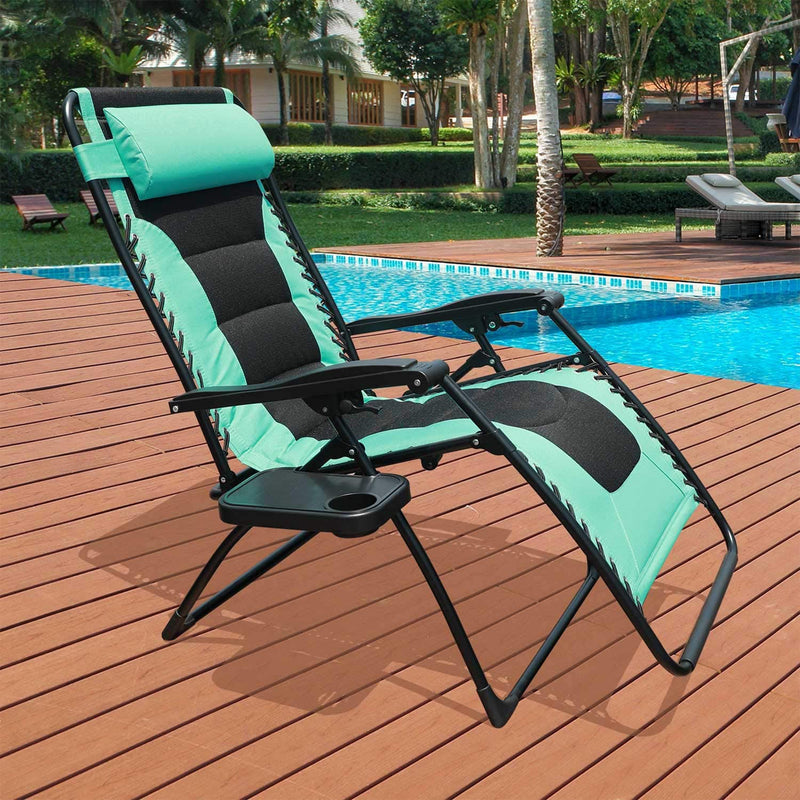 GOLDSUN Oversized Zero Gravity Adjustable Reclining Chair with Cup Holder, Blue