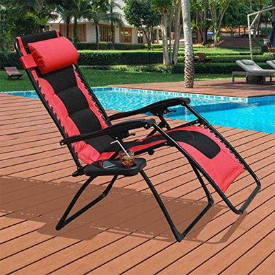 GOLDSUN Zero Gravity Adjustable Reclining Chair with Cup Holder, Red (Used)