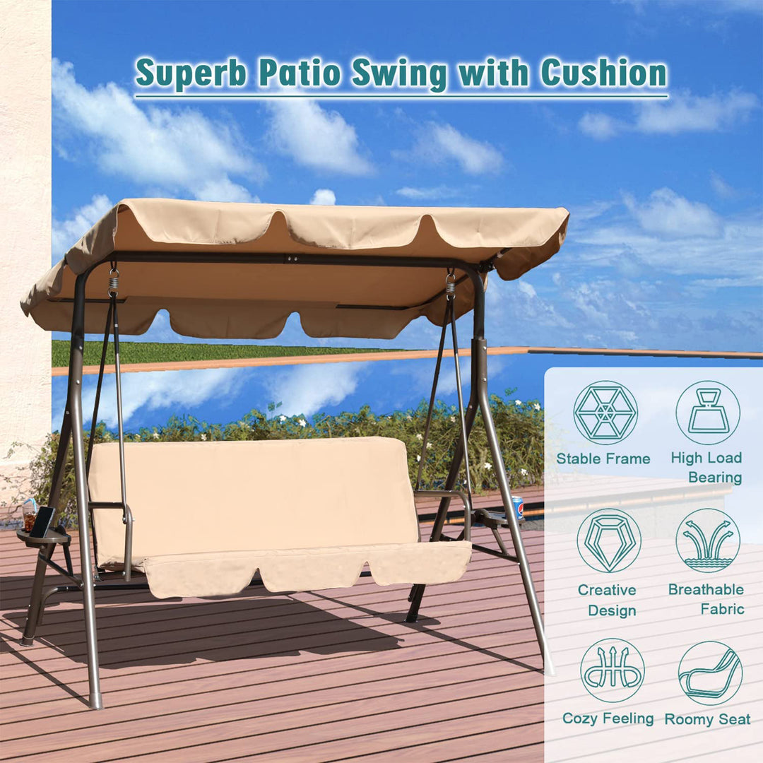 GOLDSUN 3 Person Hammock w/Utility Tray, Removable Cushion & Canopy (For Parts) - VMInnovations
