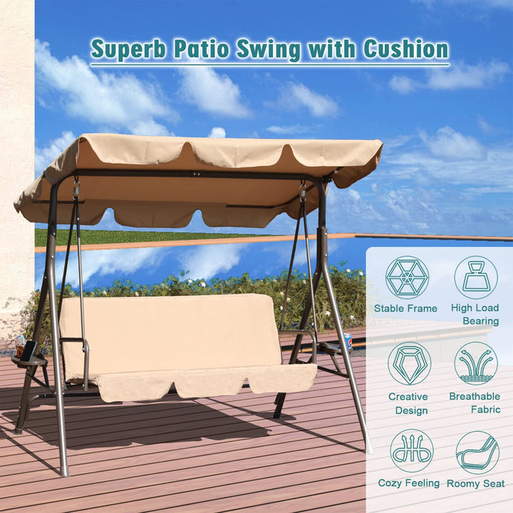 GOLDSUN 3 Person Hammock w/Utility Tray, Removable Cushion & Canopy (For Parts) - VMInnovations