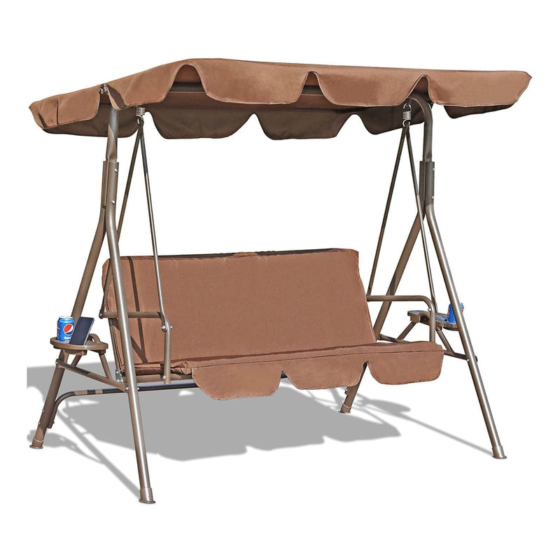 GOLDSUN 3 Person Glider Swing Hammock Chair w/ Utility Tray and Canopy(Open Box)