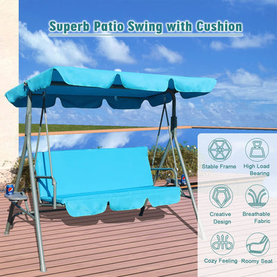 GOLDSUN 3 Person Swing w/Utility Tray, Removable Cushion & Canopy, (Used) - VMInnovations