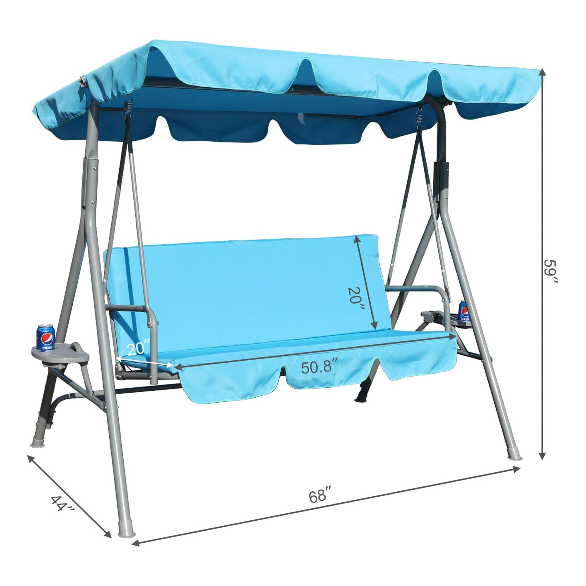 GOLDSUN 3 Person Swing w/Utility Tray, Removable Cushion & Canopy, (Used) - VMInnovations
