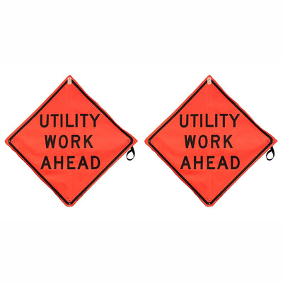 Eastern Metal Signs and Safety 36 x 36" Mesh Utility Work Ahead Sign, (2 Pack)