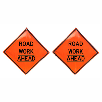 Eastern Metal Signs and Safety 36" Road Work Ahead Roll Up Warning Sign (2 Pack)