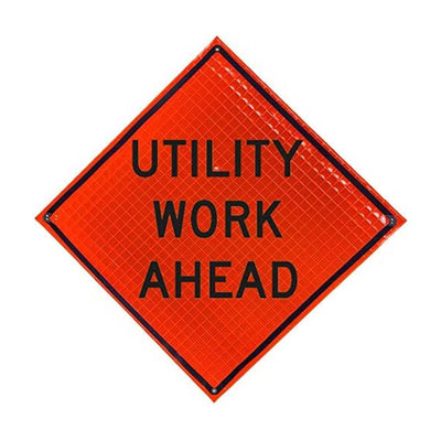 Eastern Metal Signs and Safety 36" Utility Work Ahead Reflective Sign, (2 Pack)