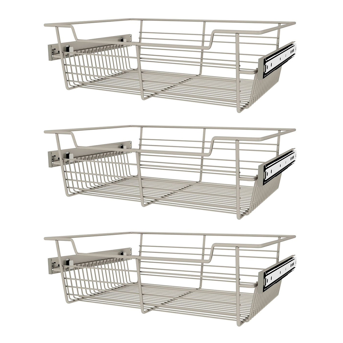 Rev-A-Shelf Sidelines CBSL-181405SN-3 18" Satin Nickel Closet Basket (3 Pack)