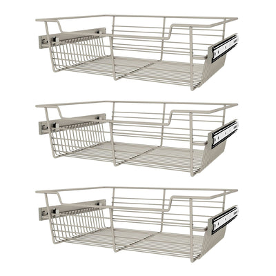 Rev-A-Shelf Sidelines CBSL-181405SN-3 18" Satin Nickel Closet Basket (3 Pack)