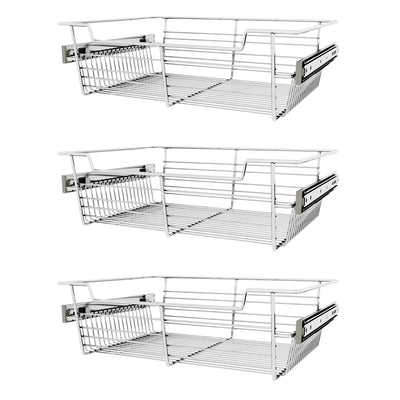 Rev-A-Shelf Sidelines CBSL-181405CR-3 18" Chrome Pullout Closet Basket (3 Pack)