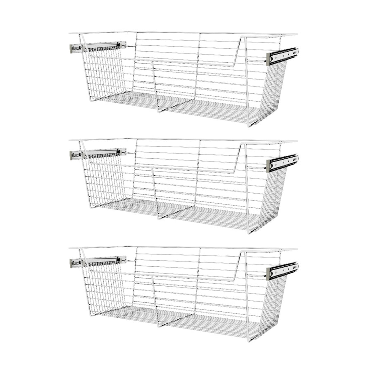 Rev-A-Shelf Sidelines CBSL-301410CR-3 30" Chrome Pullout Closet Basket (3 Pack)