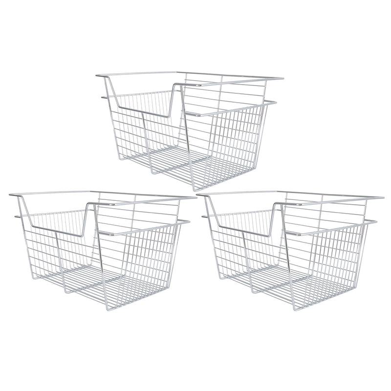 Rev-A-Shelf Sidelines CBSL-181410CR-3 18" Chrome Pullout Closet Basket (3 Pack)
