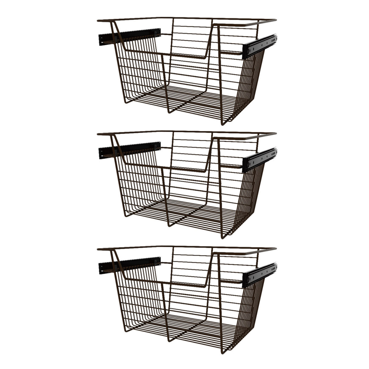Rev-A-Shelf Sidelines CBSL-181410BZ-3 18" Bronze Pullout Closet Basket (3 Pack)