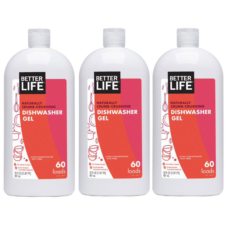 Better Life Concentrated Natural Dishwasher Detergent Gel, 30 Ounce (3 Pack)