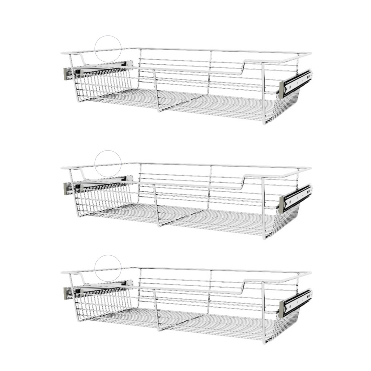Rev-A-Shelf Sidelines CBSL-241405CR-3 24" Chrome Pullout Closet Basket (3 Pack)