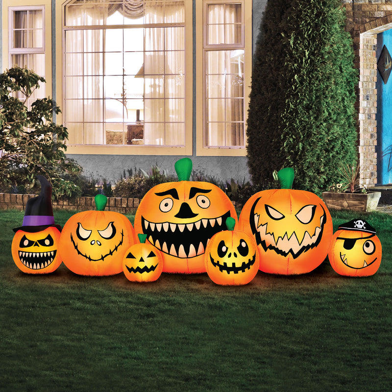 8 Foot Inflatable Pre Lit Pumpkin Patch Halloween Yard Decoration (Open Box)