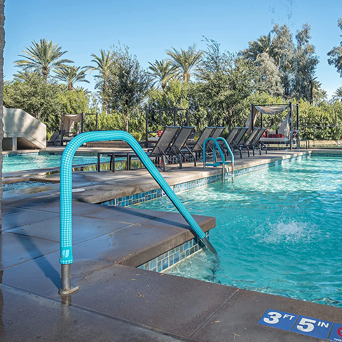 KoolGrips Comfort Cover 10 Foot Zippered Pool Ladder Grip Sleeve, Indian Teal