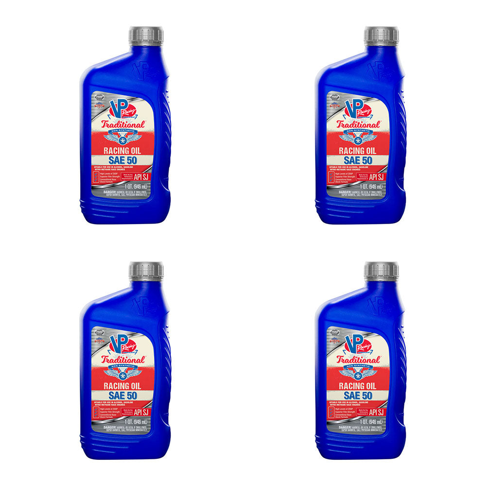 VP Racing Fuels Traditional Non Synthetic Racing Oil, Quart SAE 50 (4 Pack) - VMInnovations