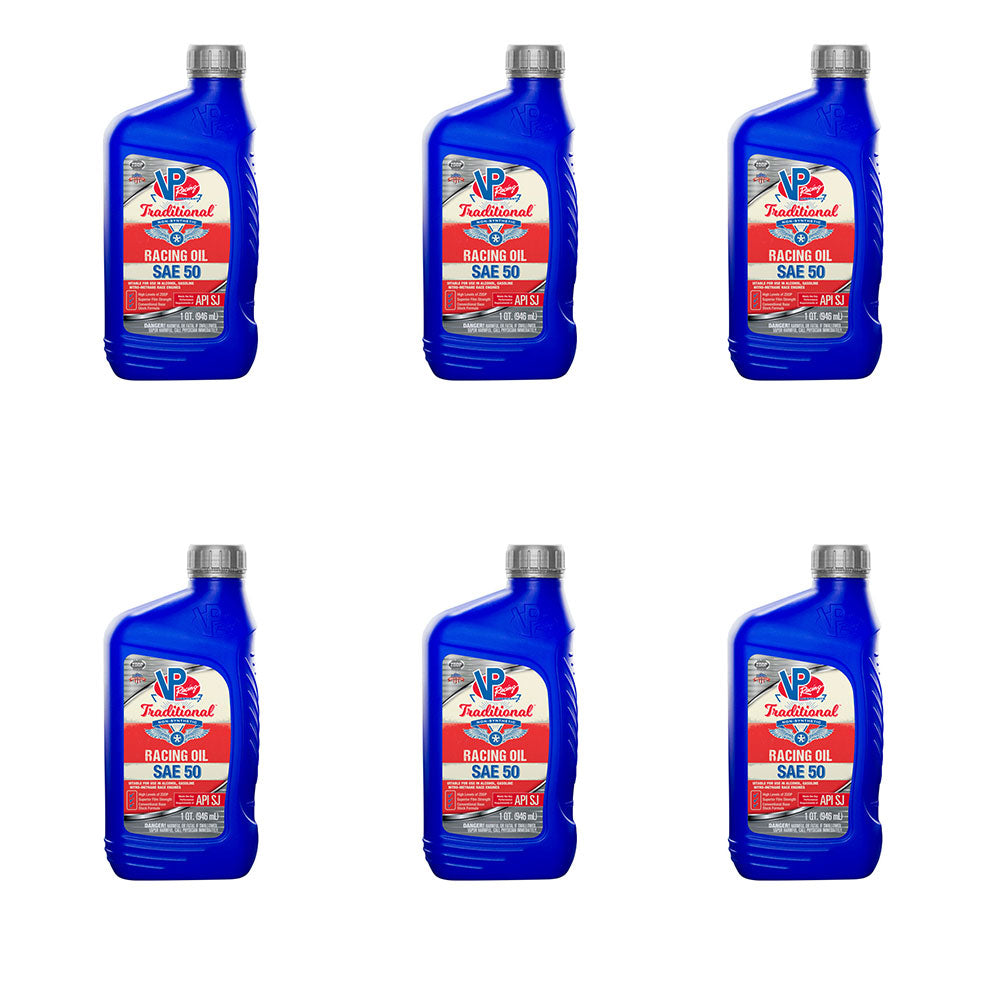 VP Racing Fuels Traditional Non Synthetic Racing Oil, Quart SAE 50 (6 Pack)