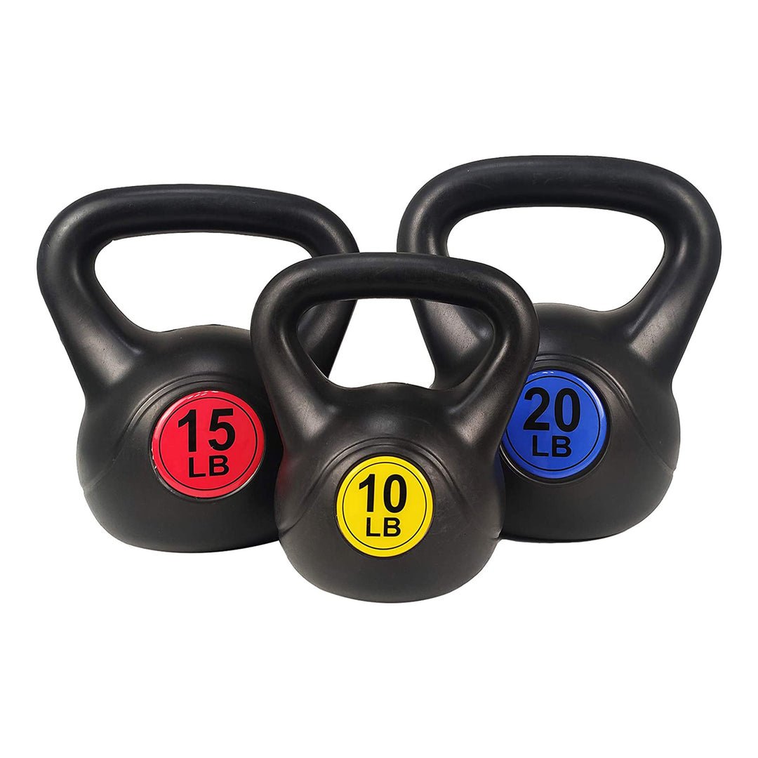BalanceFrom Kettlebell Exercise Weights, Set of 3, 10, 15, & 20 Pounds(Open Box) - VMInnovations
