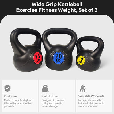 BalanceFrom Kettlebell  Exercise Weights, Set of 3, 10, 15, and 20Lb (Open Box) - VMInnovations