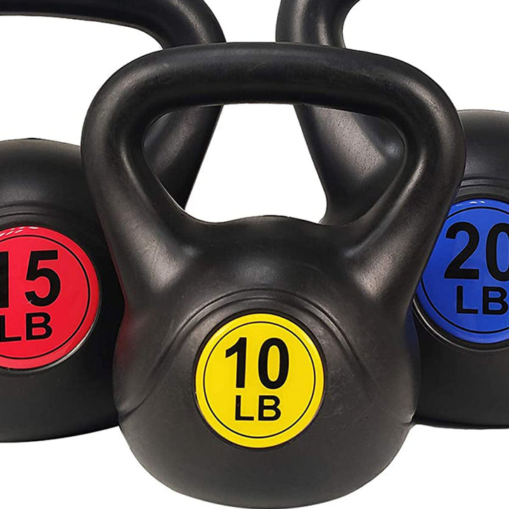 BalanceFrom Kettlebell Exercise Weights, Set of 3, 10, 15, & 20 Pounds(Open Box) - VMInnovations