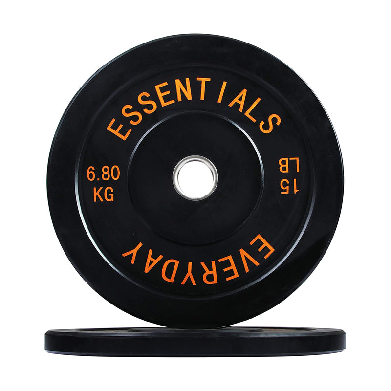 BalanceFrom Everyday Essentials 15 Pound Olympic Weight Plate, Set of 2, Black