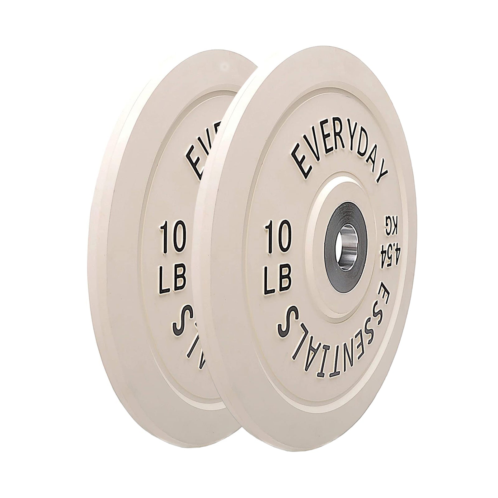 BalanceFrom Everyday Essentials 10 Lb Olympic Weight Bumper Plate, White, Pair - VMInnovations