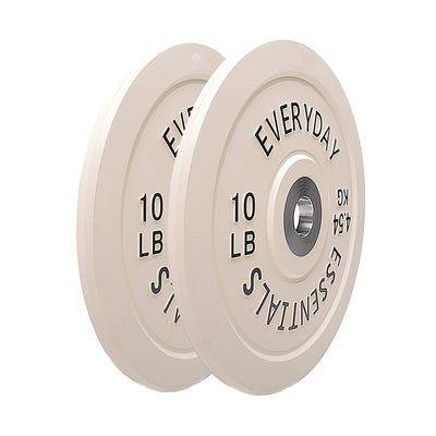 BalanceFrom Everyday Essentials 10 Lb Olympic Weight Bumper Plate, White, Pair - VMInnovations