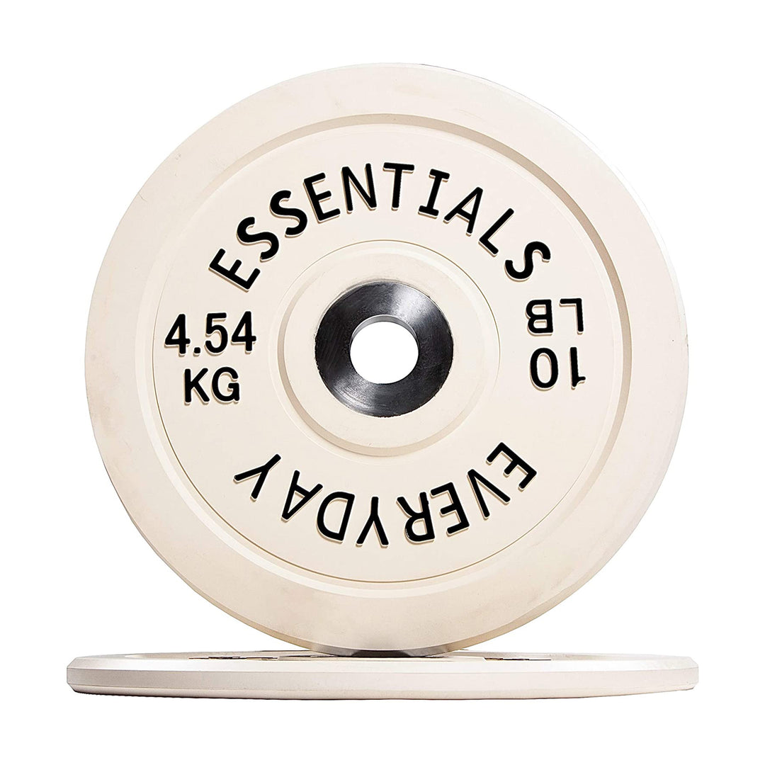 BalanceFrom Everyday Essentials 10 Lb Olympic Weight Bumper Plate, White, Pair - VMInnovations