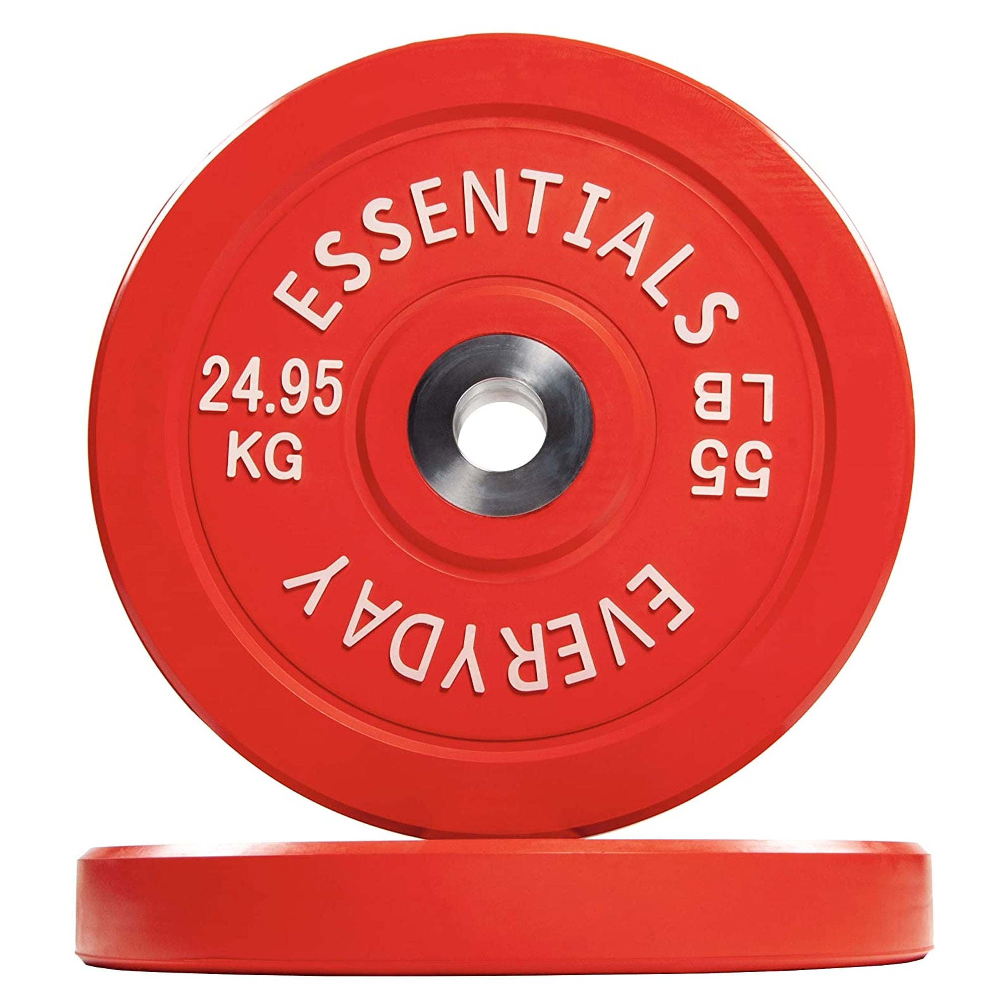 BalanceFrom Everyday Essentials 55lb Olympic Weight Plate, Set of 2, Red (Used)