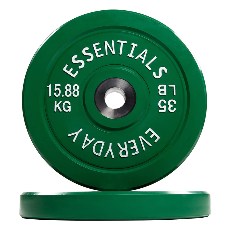 BalanceFrom Everyday Essentials 35 Pound Olympic Weight Plate, Set of 2, Green