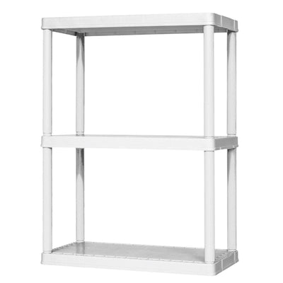 3 Shelf Fixed Height Solid Light Duty Resin Storage Unit, White (Used)