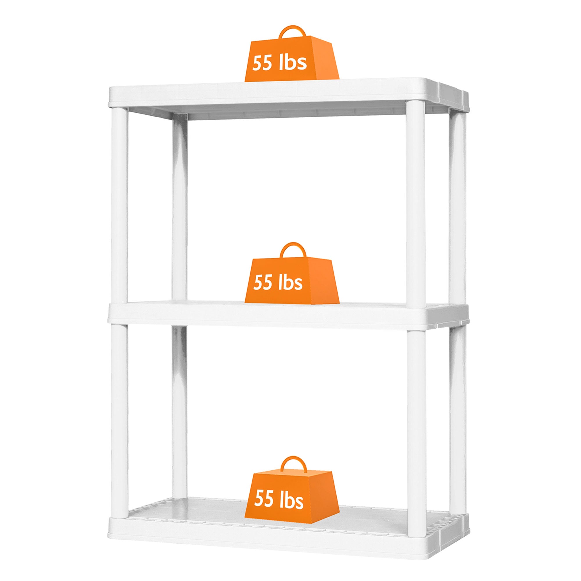 3 Shelf Fixed Height Solid Light Duty Resin Storage Unit, White (Open Box) - VMInnovations