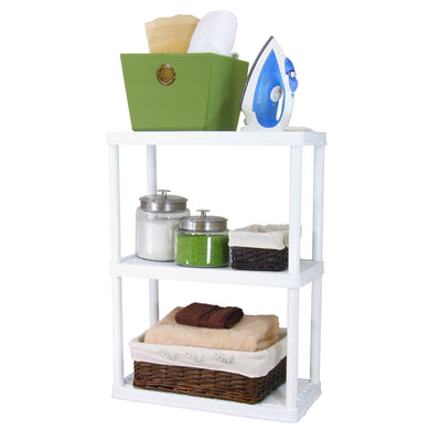 3 Shelf Fixed Height Solid Light Duty Resin Storage Unit, White (Open Box) - VMInnovations