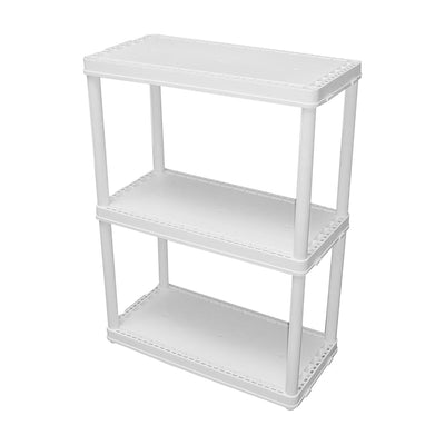 Gracious Living 3 Shelf Fixed Height Solid Light Duty Home Storage Unit, White