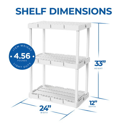 Gracious Living Knect A Shelf 3 Shelf Interlocking Storage Unit (Open Box)