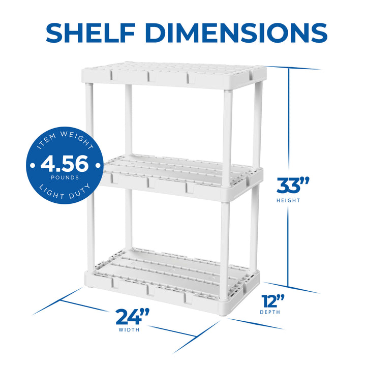 Gracious Living Knect A Shelf 3 Shelf Interlocking Organizers, White (2 Pack)