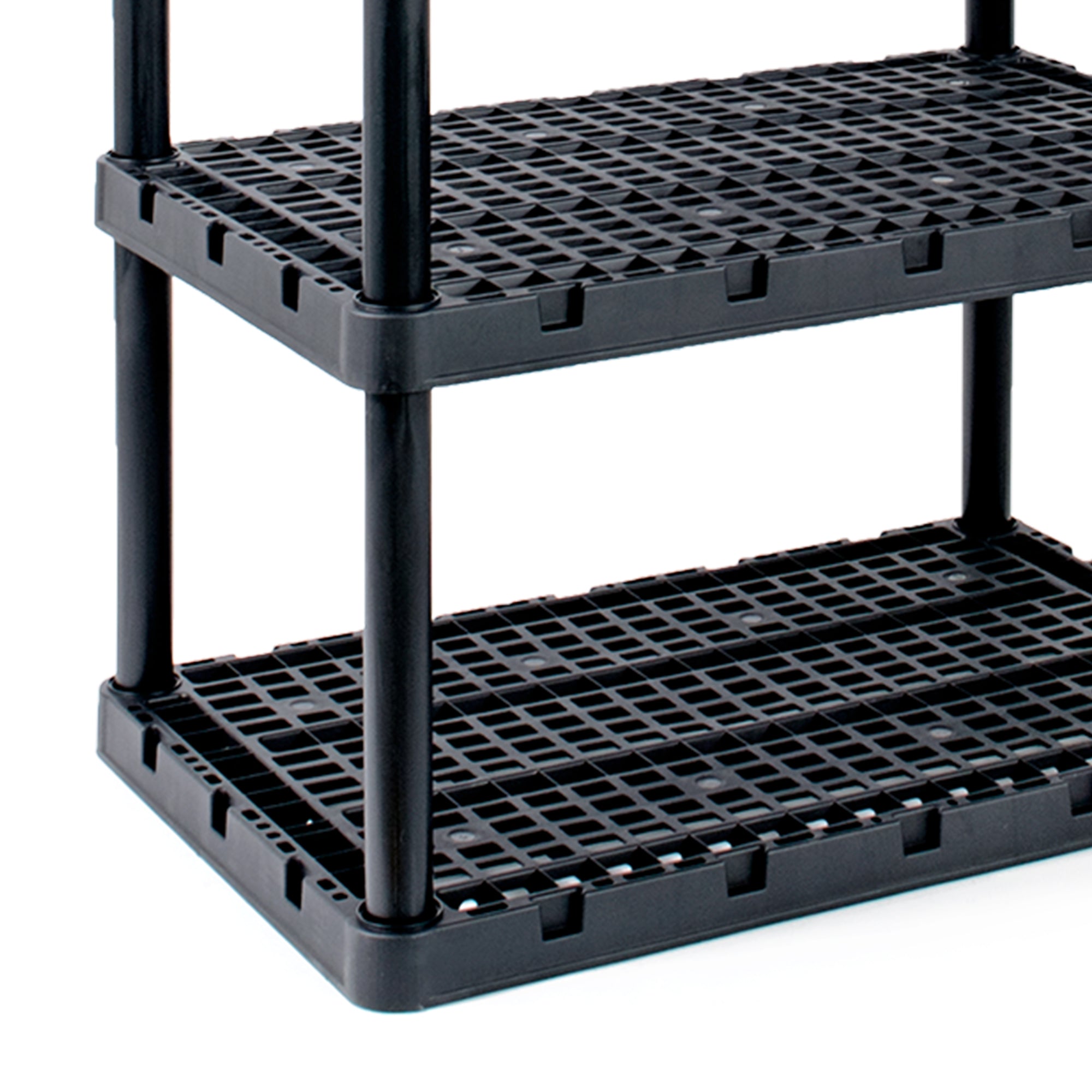 4 Shelf Knect-A-Shelf Ventilated Light Duty Storage Unit, Black (Open Box) - VMInnovations