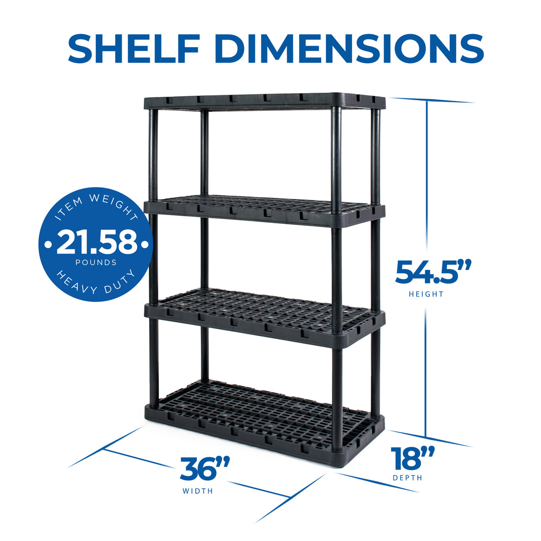 4 Shelf Knect-A-Shelf Ventilated Light Duty Storage Unit, Black (Open Box)