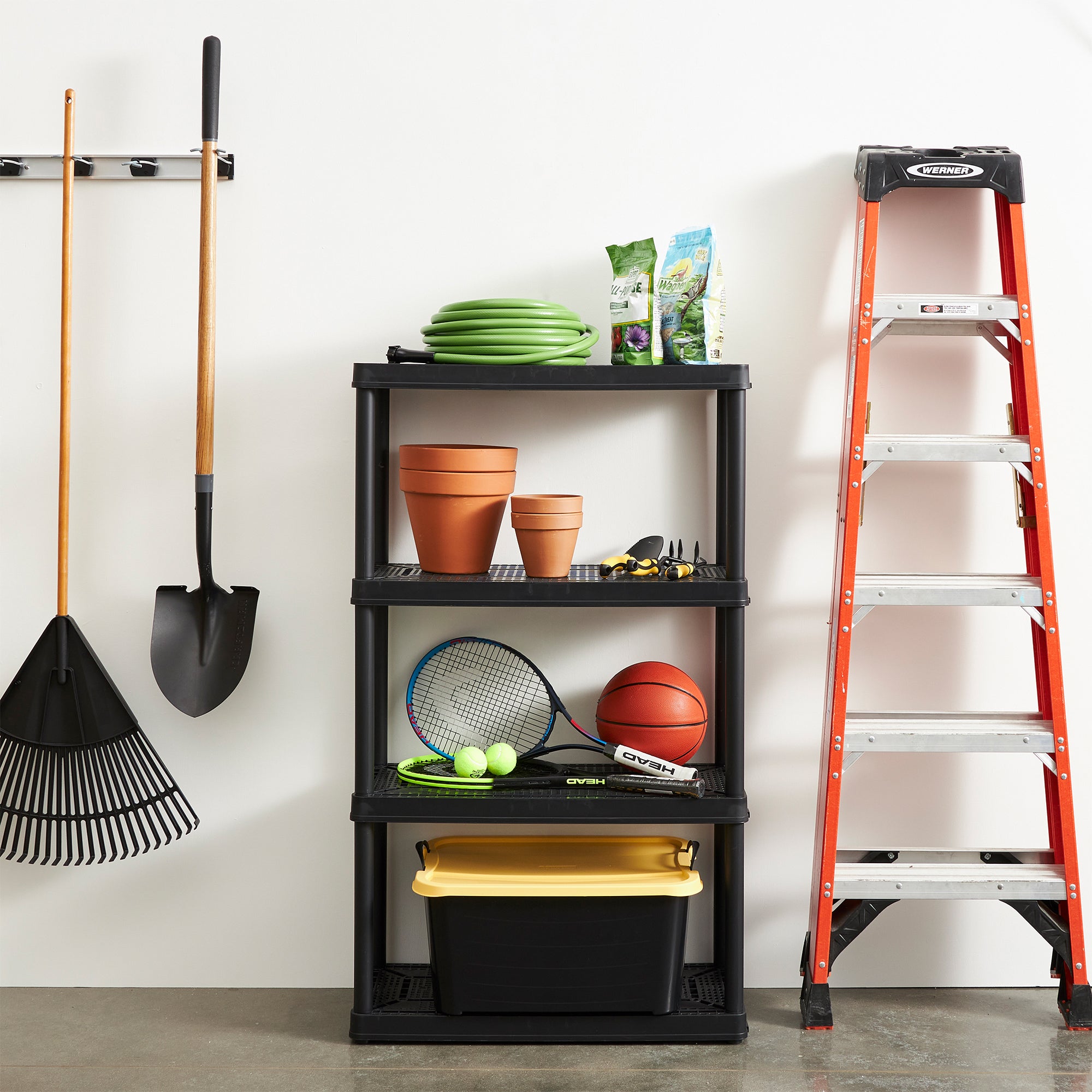 4 Shelf Knect-A-Shelf Ventilated Light Duty Storage Unit, Black (Open Box) - VMInnovations