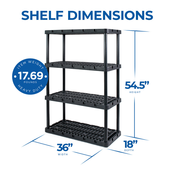 Gracious Living 4 Shelf Knect-A-Shelf Heavy Duty Storage Unit, Black (Open Box) - VMInnovations